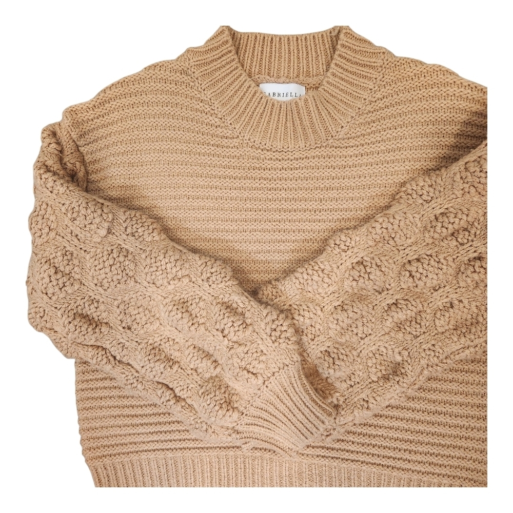Gabriella James Knit Bobble Sleeve‎ Sweater In Camel Size: M - Picture 5 of 8